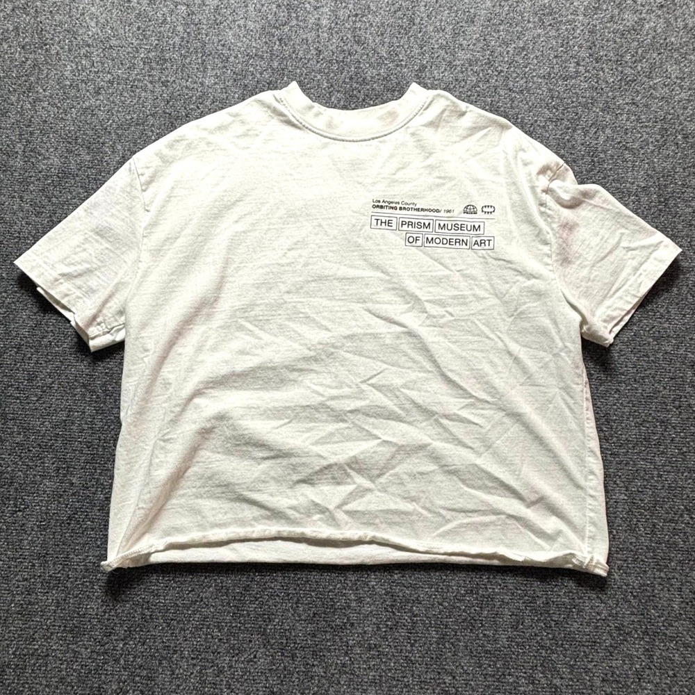 PacSun Orbiting Brotherhood Prism Museum Modern Art Graphic Crop Tee White M